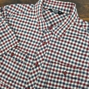 Outdoor Research Men Shirt Large Wanderer Short Sleeve Check Nylon Blend‎ Button